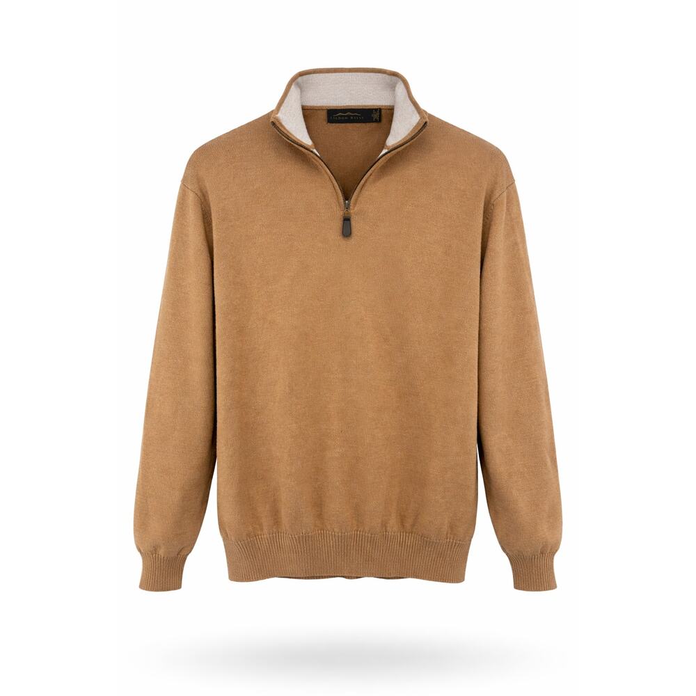 Eildon Hills Mens Quarter Zip Sweater Size M Brown Pullover Knit Casual Preppy